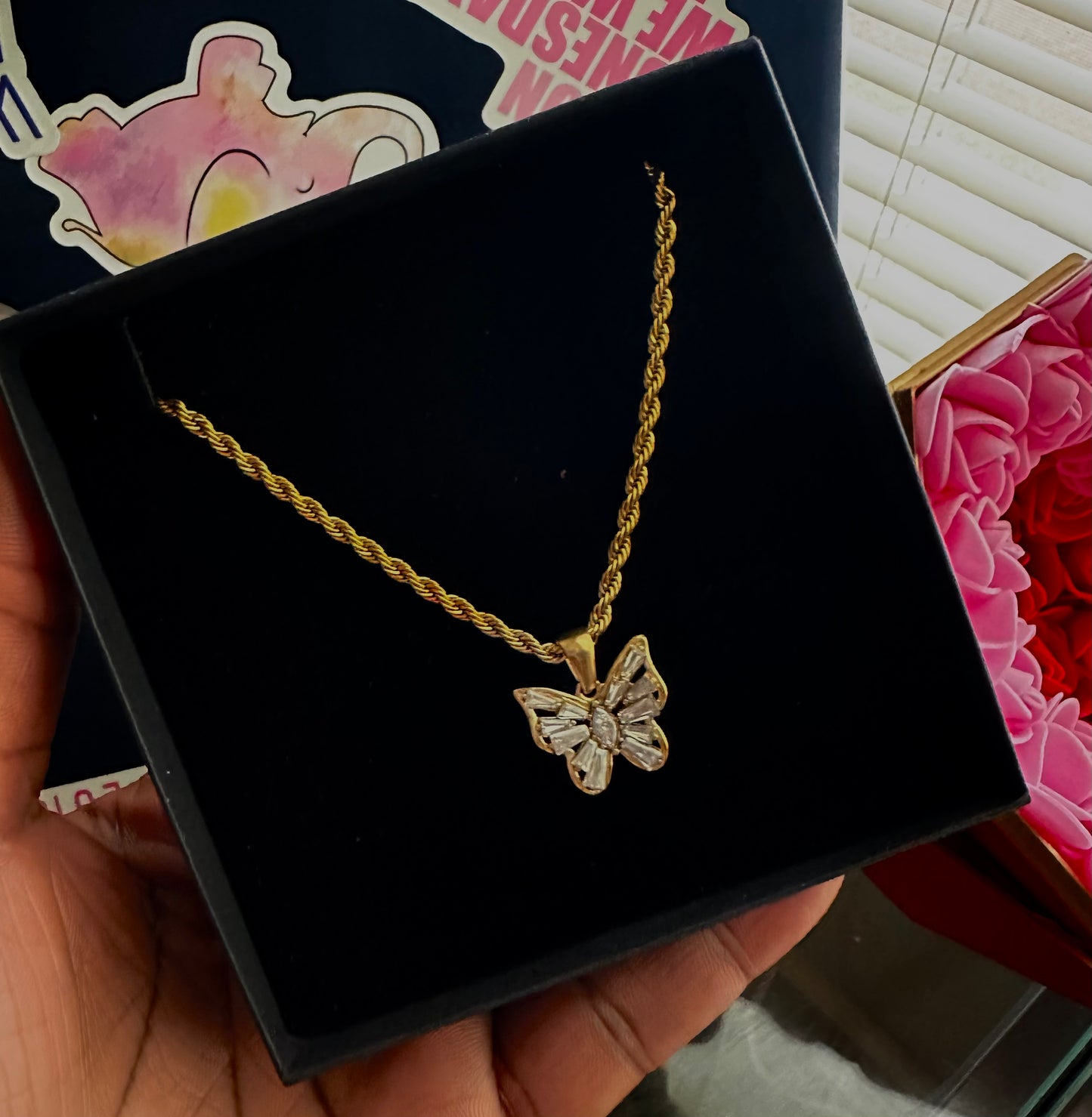 Clear Butterfly Necklace