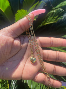 Heart Pendant Figaro Necklace - 24KByMarie